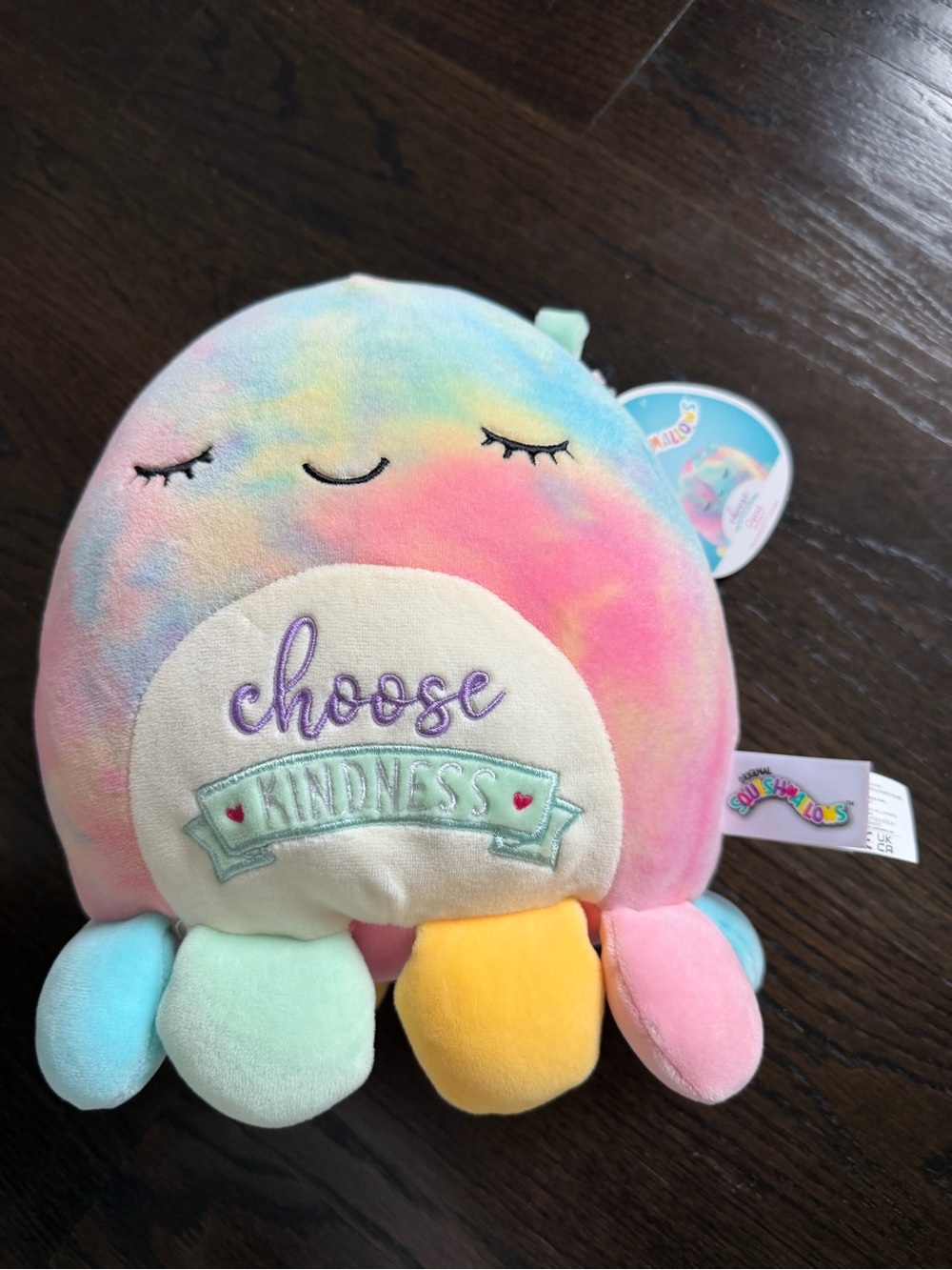Squishmallows Pastel Tie-Dye Octopus Plush in Pink Blue Yellow Mint